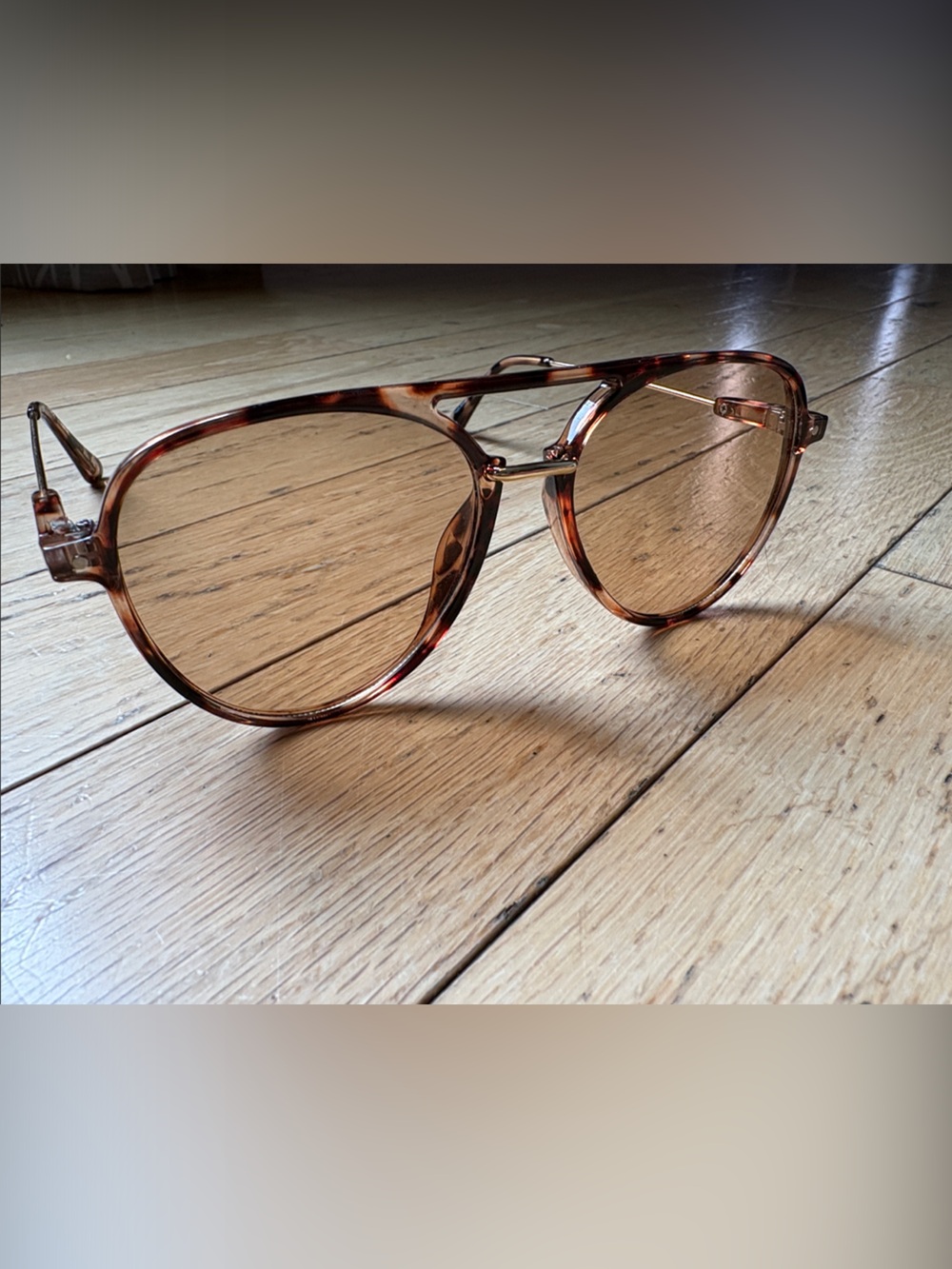 Altar'd State Tortoise Shell Light Brown Aviator Sunglasses